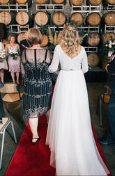 Modest Long Sleeve Wedding Dress Wedding Tulle Skirt and Top Bridal Separates 20082223-Dolly Gown